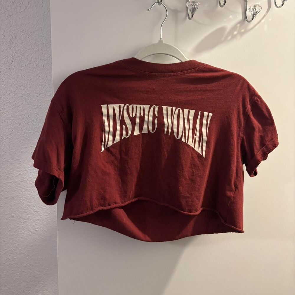 Forever-21 Women's Burgundy and Red Crop-top